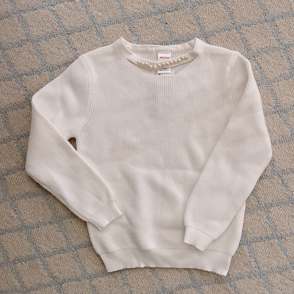 White sweater with pearls